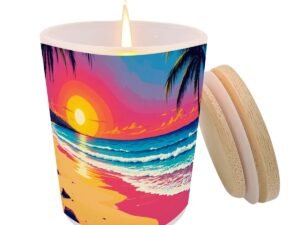 Frosted Jar Scented Candle with Lid (6oz) Beach Pop Art 5