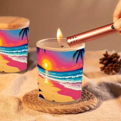 Frosted Jar Scented Candle with Lid (6oz) Beach Pop Art 5 - Image 5