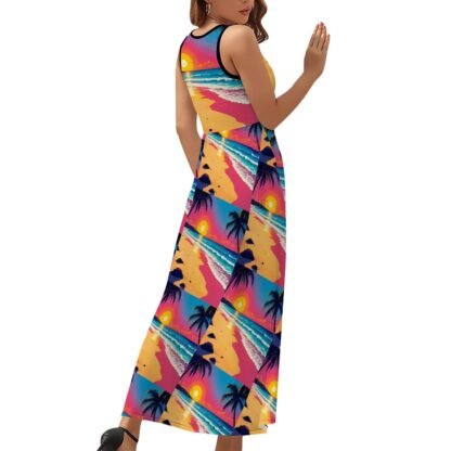 Sleeveless Maxi Dress Beach Pop Art 5 - Image 3
