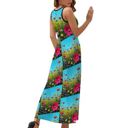 Sleeveless Maxi Dress Flowers 10a - Image 3