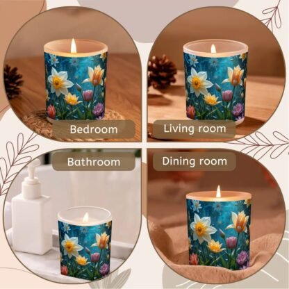 Frosted Jar Scented Candle with Lid (6oz) Happy Easter 3 Daffodils Tulips 1a - Image 8