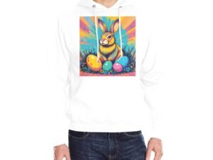 100% Cotton Multi-color Classic Hooded Sweatshirt Easter Bunny Pop-Art 1