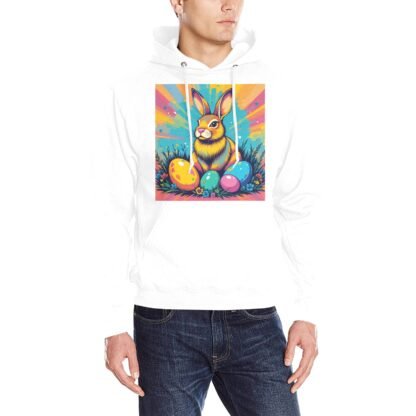 100% Cotton Multi-color Classic Hooded Sweatshirt Easter Bunny Pop-Art 1