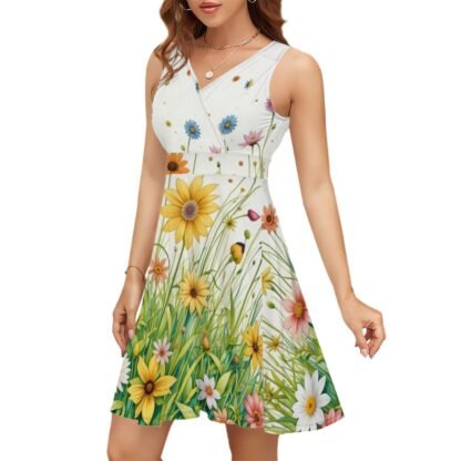 Sleeveless V Neck Dress Flowers 3 - Image 4