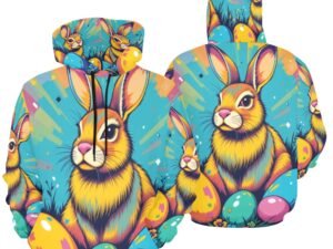 Men's All Over Print Hoodie (USA Size) Easter Bunny Pop-Art 2