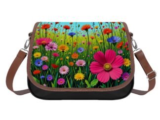 Leather Shoulder Bag Flowers 10a - One Size