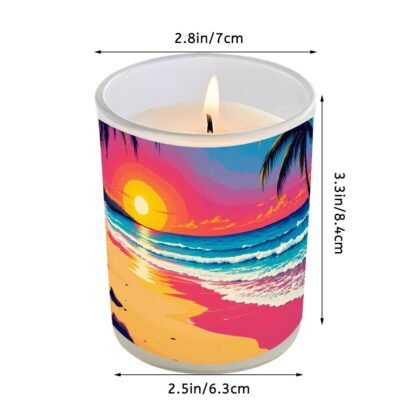 Frosted Jar Scented Candle with Lid (6oz) Beach Pop Art 5 - Image 2