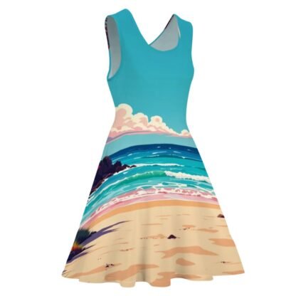 Women's Sleeveless Wide Dress/Hem Skater Skirt Beach Pop Art 9 - Image 3
