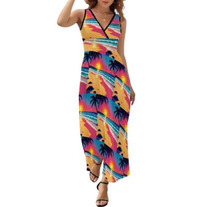 Sleeveless Maxi Dress Beach Pop Art 5 - Image 2