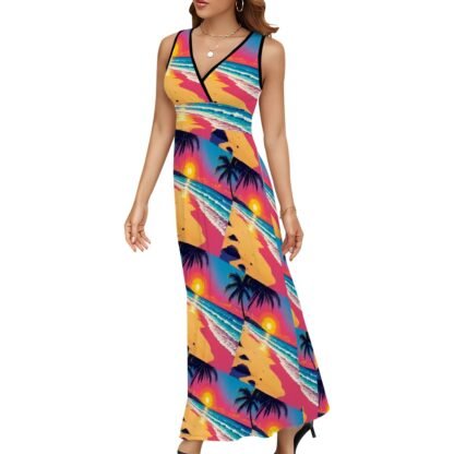 Sleeveless Maxi Dress Beach Pop Art 5 - Image 4