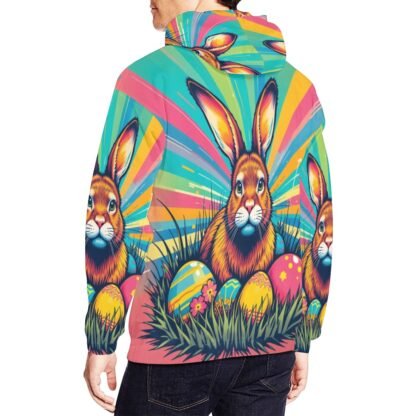 Men's All Over Print Hoodie (USA Size) Easter Bunny Pop-Art 1 - Image 5