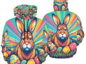 Men's All Over Print Hoodie (USA Size) Easter Bunny Pop-Art 1