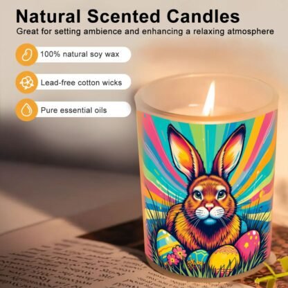 Frosted Jar Scented Candle with Lid (6oz) EasterBunnyPopArt2 - Image 3