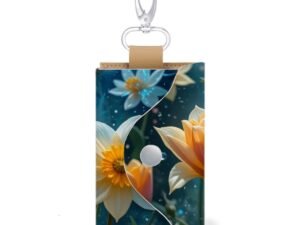 Leather Key Holder Daffodils Tulips 1a - One Size