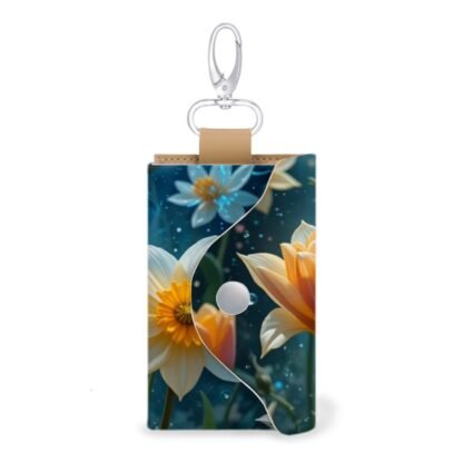 Leather Key Holder Daffodils Tulips 1a