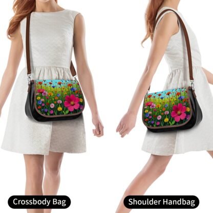 Leather Shoulder Bag Flowers 10a - Image 4