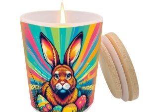 Frosted Jar Scented Candle with Lid (6oz) EasterBunnyPopArt2