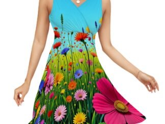 Sleeveless V Neck Dress  Wild Flowers 10