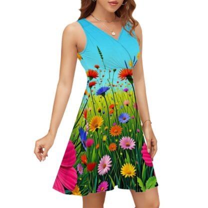 Sleeveless V Neck Dress  Wild Flowers 10 - Image 2