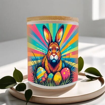 Frosted Jar Scented Candle with Lid (6oz) EasterBunnyPopArt2 - Image 6