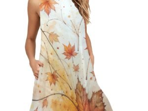 AutumnLeaves2 Women's Sleeveless A-Line Pocket Dress