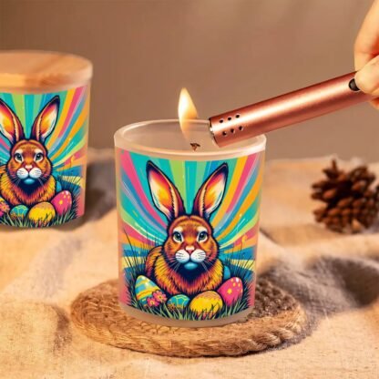 Frosted Jar Scented Candle with Lid (6oz) EasterBunnyPopArt2 - Image 5