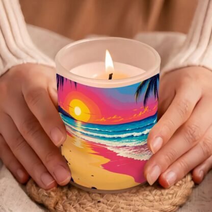 Frosted Jar Scented Candle with Lid (6oz) Beach Pop Art 5 - Image 4