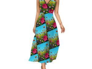 Sleeveless Maxi Dress Flowers 10a