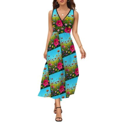 Sleeveless Maxi Dress Flowers 10a