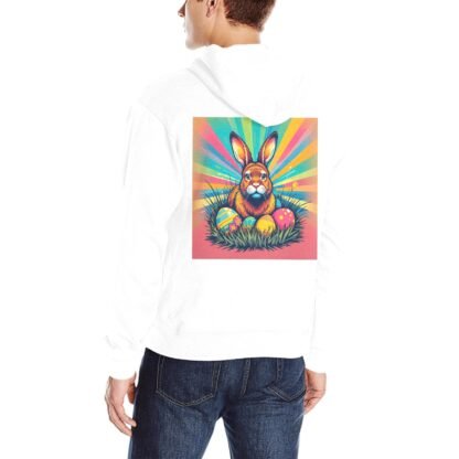 100% Cotton Multi-color Classic Hooded Sweatshirt Easter Bunny Pop-Art 2 - Image 2