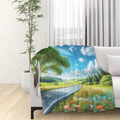Long winding Road 320 GSM Thick Flannel Throw Blanket 60"x50" - Image 2