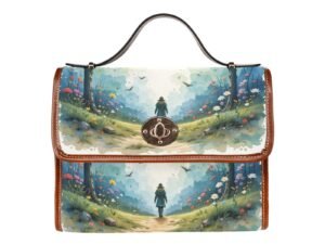 Lone Walking On Path Waterproof Canvas Bag-Brown