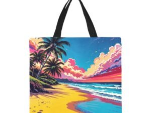Beach Pop Art 8 All Over Print Canvas Tote Bag (Large)