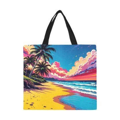 Beach Pop Art 8 All Over Print Canvas Tote Bag (Large)