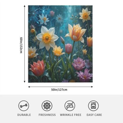 Daffodils Tulips 1a 320 GSM Thick Flannel Throw Blanket 60"x50" - Image 4