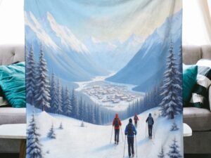 "Skiing 1" Ultra-Soft Flannel Blanket
