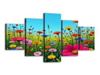 5 Panels Canvas Prints Wall Art Flowers 10a