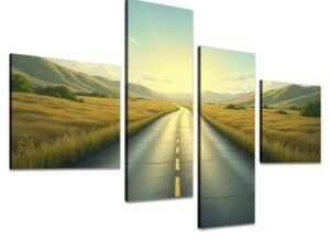 "Longest Road" 4 Panels Canvas Prints Wall Art