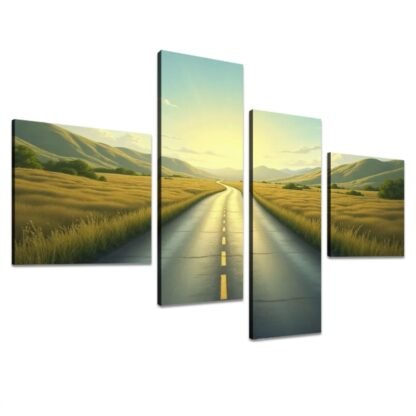 Longest Road 4 Panels Canvas Prints Wall Art