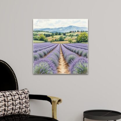 Lavender Fields 1 Square Canvas Prints Wall Art - Image 2