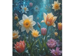 "Daffodils Tulips 1" Thick Flannel Throw Blanket 320 GSM