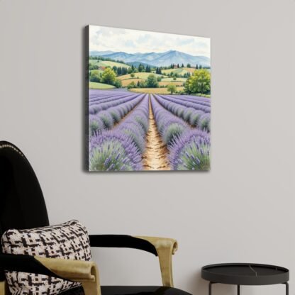 Lavender Fields 1 Square Canvas Prints Wall Art - Image 4