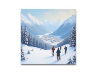 Skiing 1Frame Canvas Print 16x16 inch