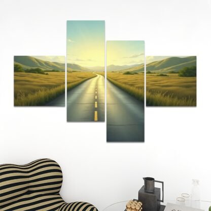 Longest Road 4 Panels Canvas Prints Wall Art - Image 2