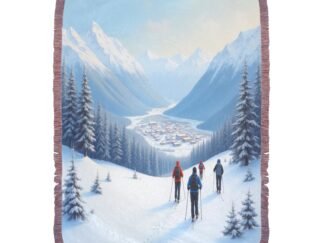 Skiing 1 Ultra-Soft Mixed Pink Fringe Blanket 60x80 inch