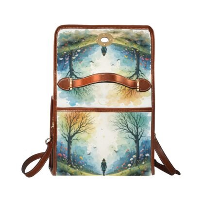 Lone Walking On Path Waterproof Canvas Bag-Brown - Image 6