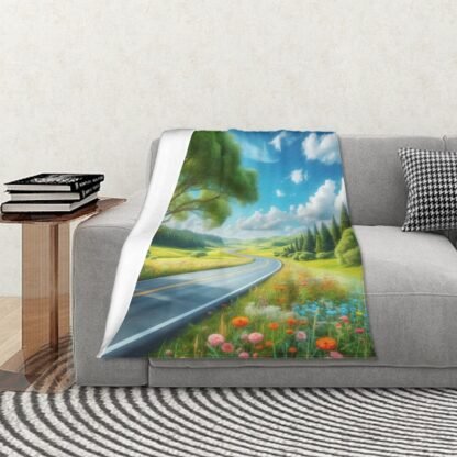 Long winding Road 320 GSM Thick Flannel Throw Blanket 60"x50" - Image 3