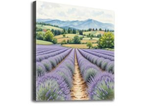 "Lavender Fields 1" Square Canvas Print Wall Art