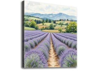 Lavender Fields 1 Square Canvas Prints Wall Art