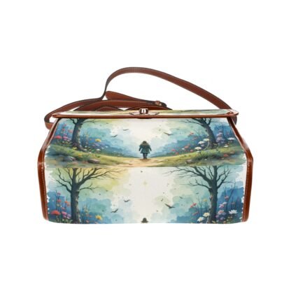 Lone Walking On Path Waterproof Canvas Bag-Brown - Image 5